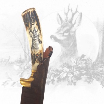 Jagdmesser mit Rehkopfgravur