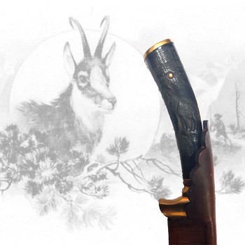 Jagdesser mit Gamsschnitzerei