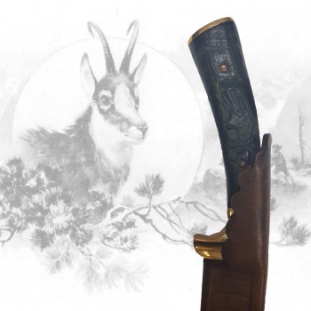 Jagdmesser mit Gamshauptschnitzerei