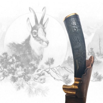 Jagdmesser mit Gamshauptschnitzerei