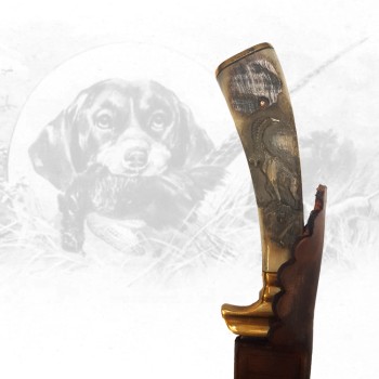 Jagdmesser mit Steinbockschnitzerei