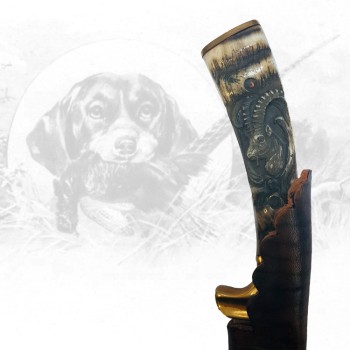 Jagdmesser mit Steinbockschnitzerei