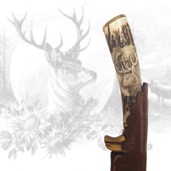 Jagdmesser mit Hirschhauptschnitzerei