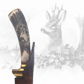 Jagdmesser mit Rehbockhauptschnitzerei