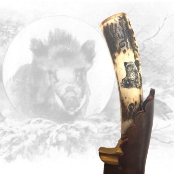 Jagdmesser mit Wildschweinhauptgravur