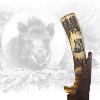 Jagdmesser mit Wildschweinhauptgravur