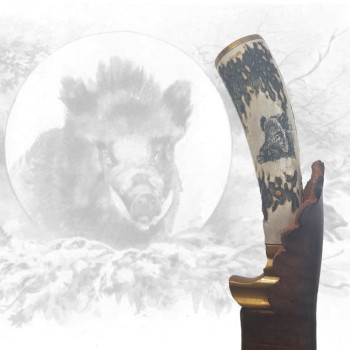 Jagdmesser mit Wildschweinhauptgravur