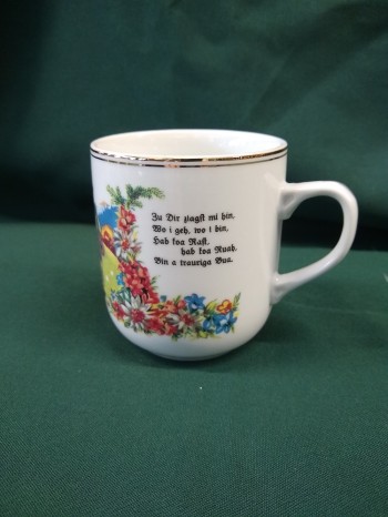 Häferl/Tasse mit Almspruch "Zu Dir ziagts..."