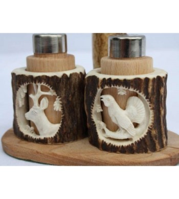 HIRSCHHORNSCHNITZEREI GEWÜRZGARNITUR 4