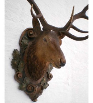 hand carved deer head