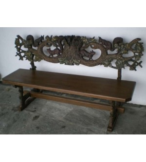 carved hunting bench