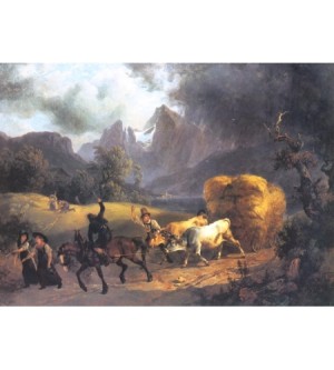 Heuwagen Gewitter Watzmann