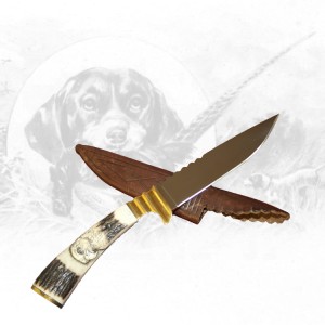 Jagdmesser mit Greifvogelschnitzerei