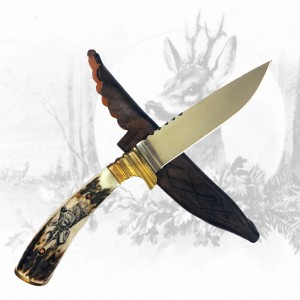 Jagdmesser mit Rehkopfgravur