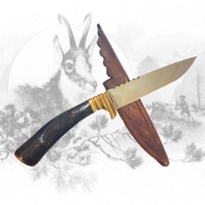 Jagdmesser mit Gamshauptschnitzerei