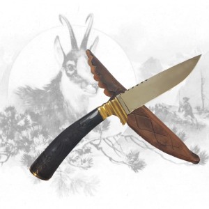 Jagdmesser mit Gamshauptschnitzerei