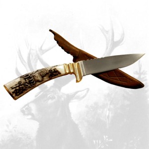 Jagdmesser mit Hirschschnitzerei