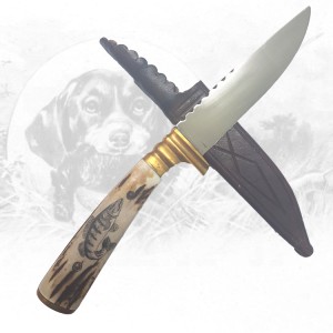 Jagdmesser mit Fischmotivgravur