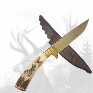 Jagdmesser mit Hirschhauptgravur