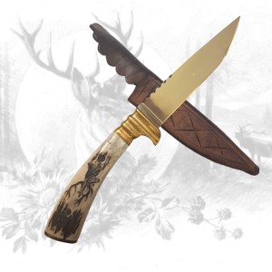 Jagdmesser mit Hirschhauptgravur