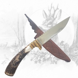 Jagdmesser mit Rehbockhauptschnitzerei