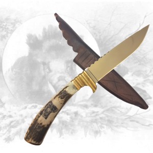 Jagdmesser mit Wildschweinhauptgravur