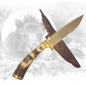 Jagdmesser mit Wildschweinhauptgravur