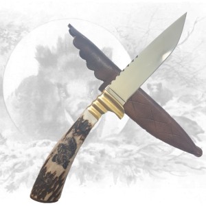 Jagdmesser mit Wildschweinhauptgravur