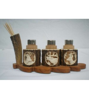 HIRSCHHORNSCHNITZEREI GEWÜRZGARNITUR 1