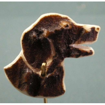 hat pin - dog made out of buckhorn