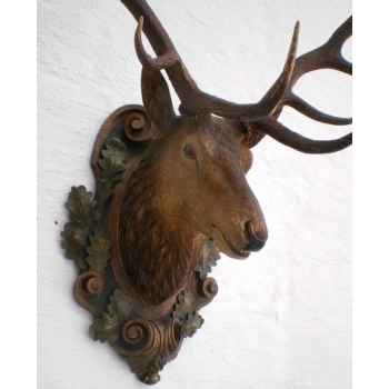 hand carved deer head