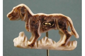 hat pin - dog made out of buckhorn
