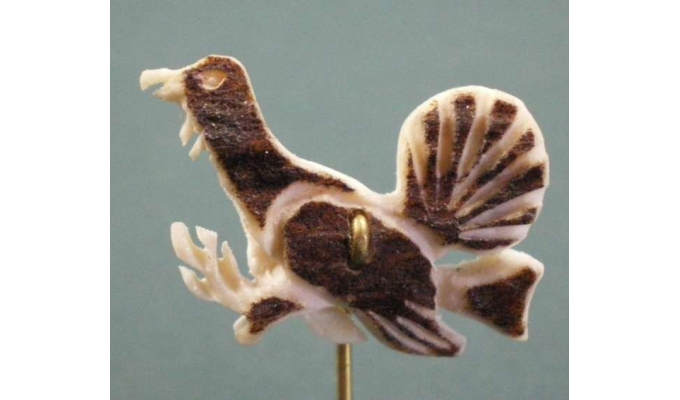 hat pin - wood grouse made out of buckhorn