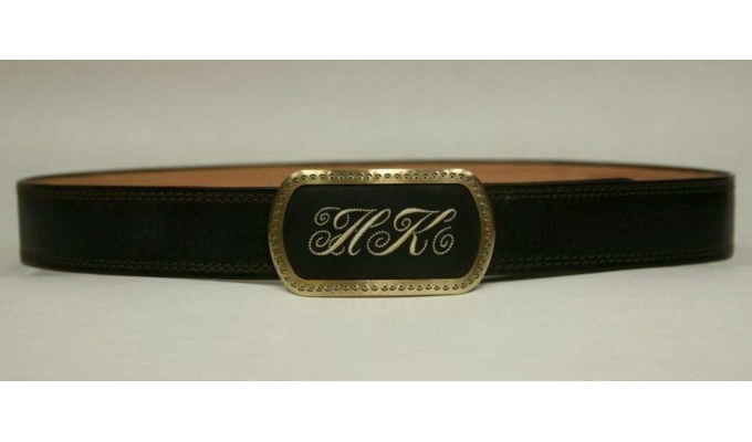 pinfeather belt with initials