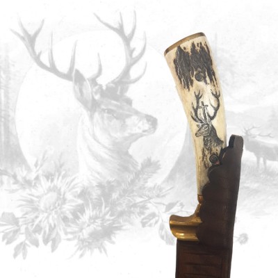 Jagdmesser mit Hirschhauptgravur